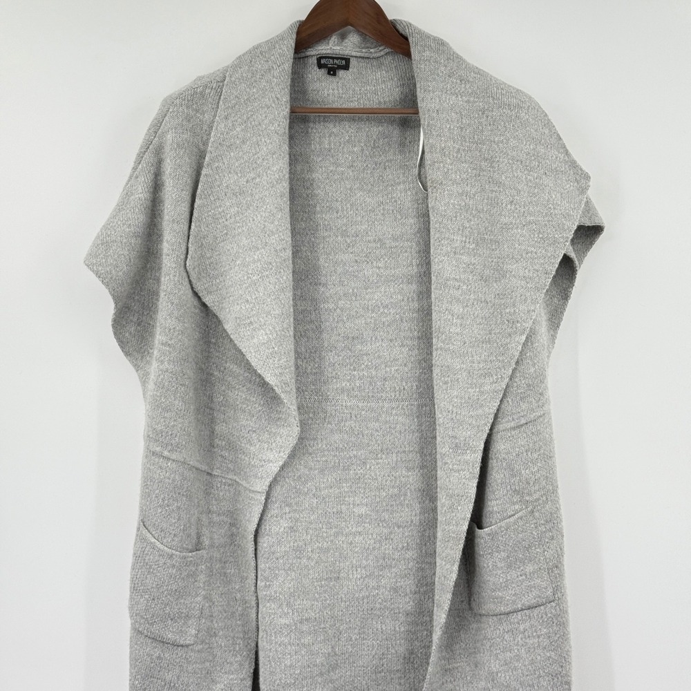 Maison‎ Pholia Italian Knit Shawl Collar Cardigan Gray Sweater Size S Cozy